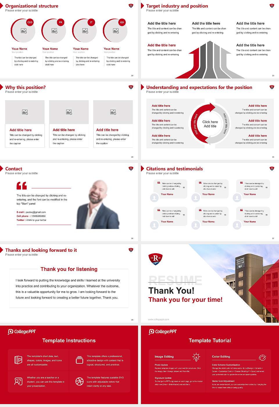 Radford University-Carilion Resume PPT Template16:9 ratio PPT effect preview image4