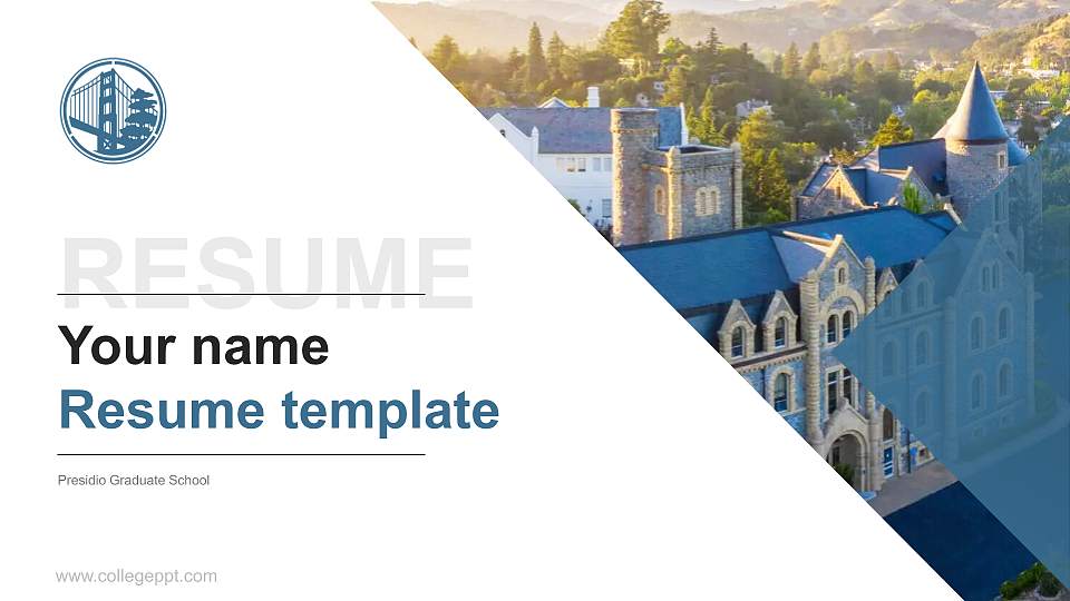 Presidio Graduate School Resume PPT Template16:9 ratio PPT effect preview image