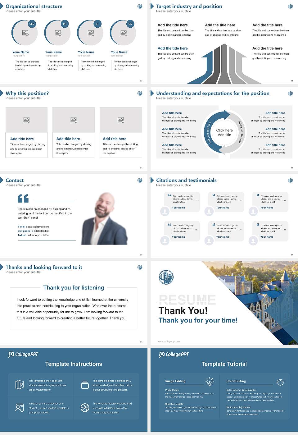 Presidio Graduate School Resume PPT Template16:9 ratio PPT effect preview image4
