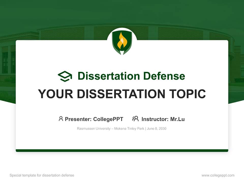 Rasmussen University – Mokena Tinley Park Graduation Thesis Defense PPT Template4:3 ratio PPT effect preview image7