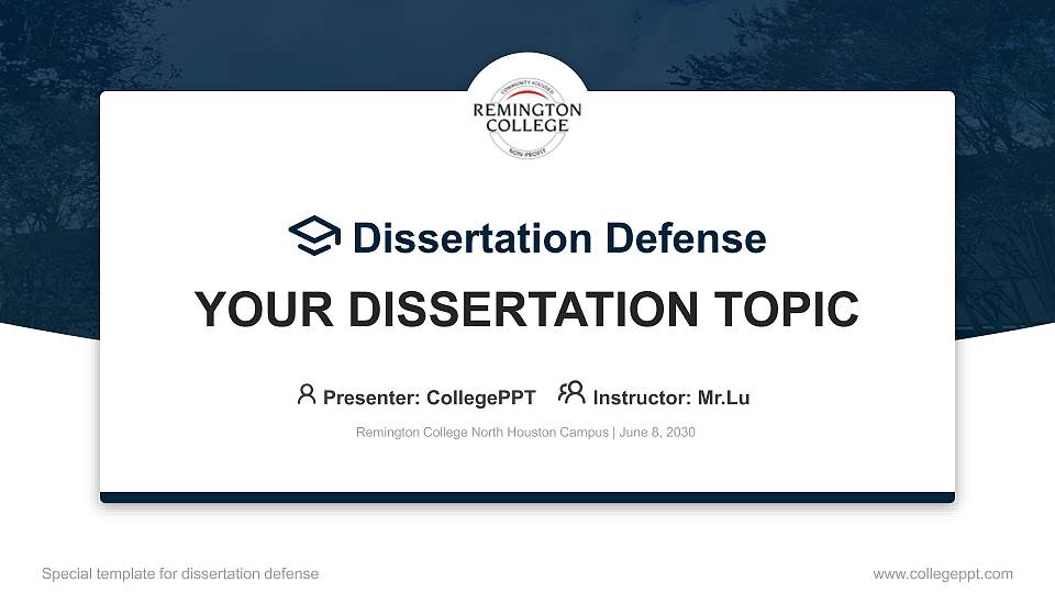 Remington College North Houston Campus Graduation Thesis Defense PPT Template16:9 ratio PPT effect preview image