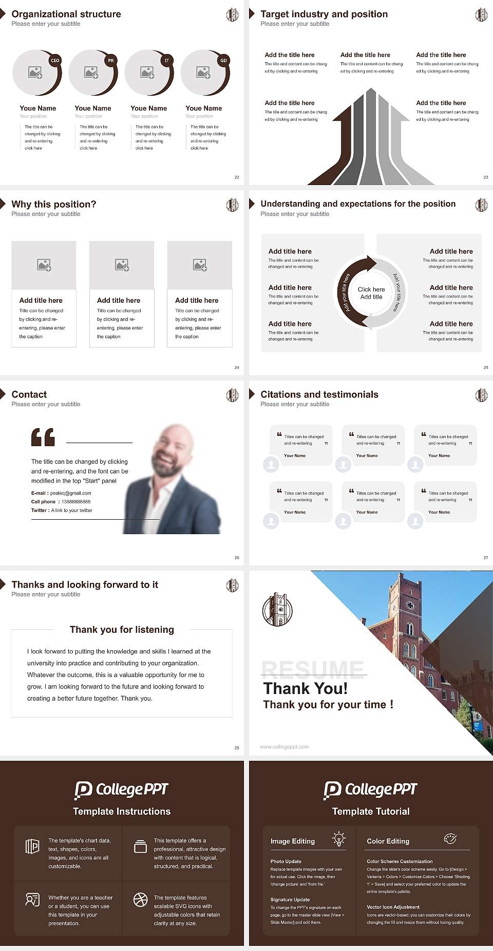 Quincy University Resume PPT Template4:3 ratio PPT effect preview image4