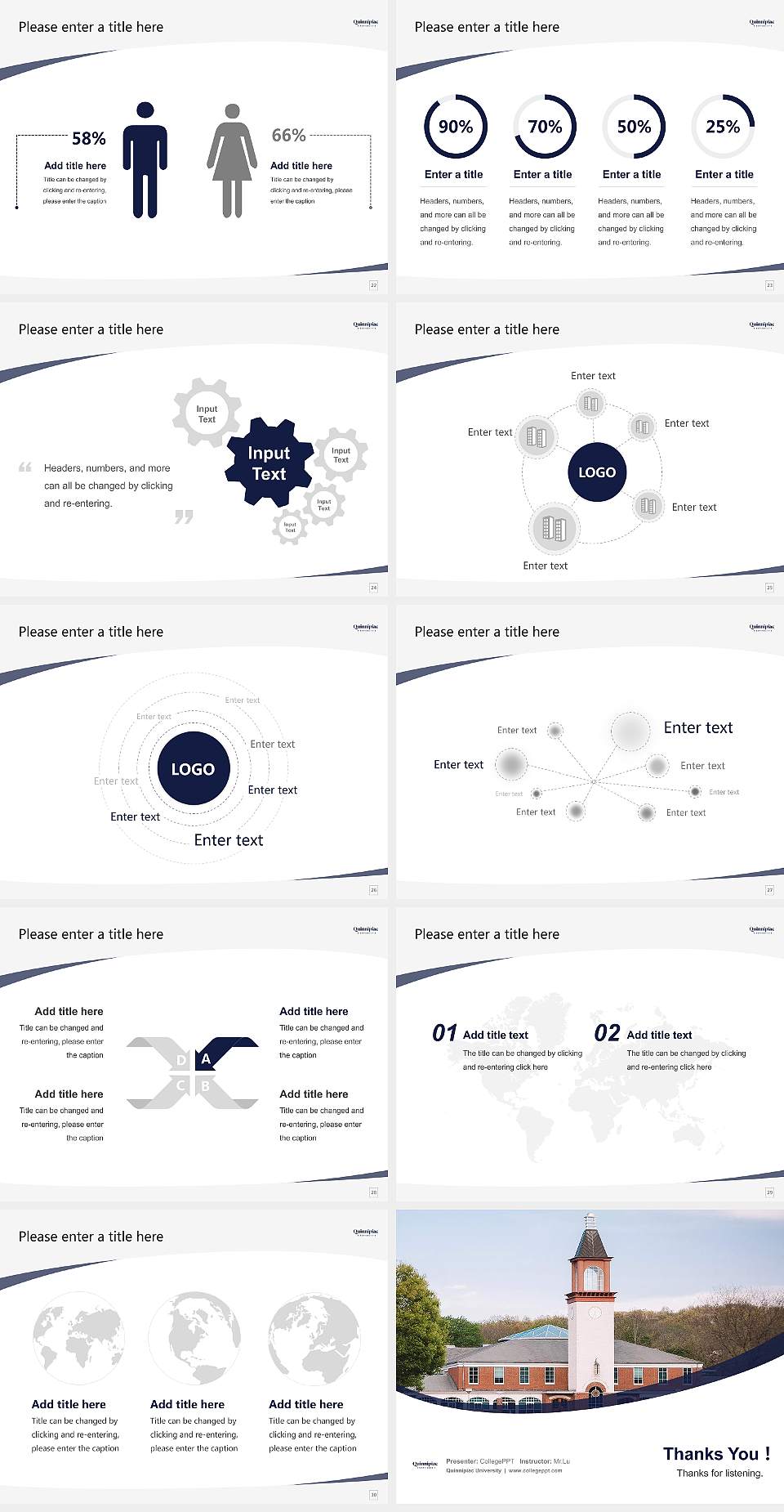 Quinnipiac University Course/Courseware Creation PPT Template4:3 ratio PPT effect preview image4