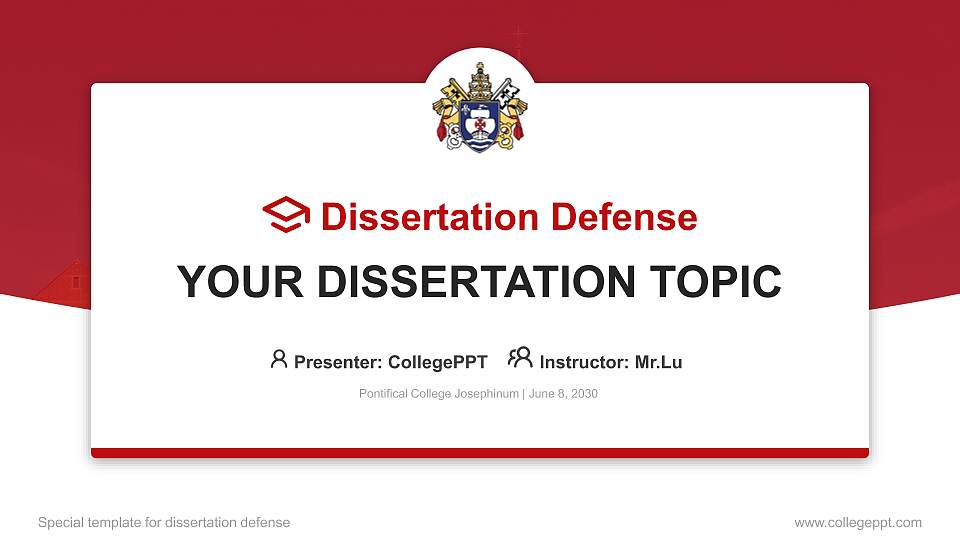 Pontifical College Josephinum Graduation Thesis Defense PPT Template16:9 ratio PPT effect preview image