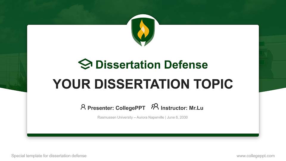 Rasmussen University – Aurora Naperville Graduation Thesis Defense PPT Template16:9 ratio PPT effect preview image