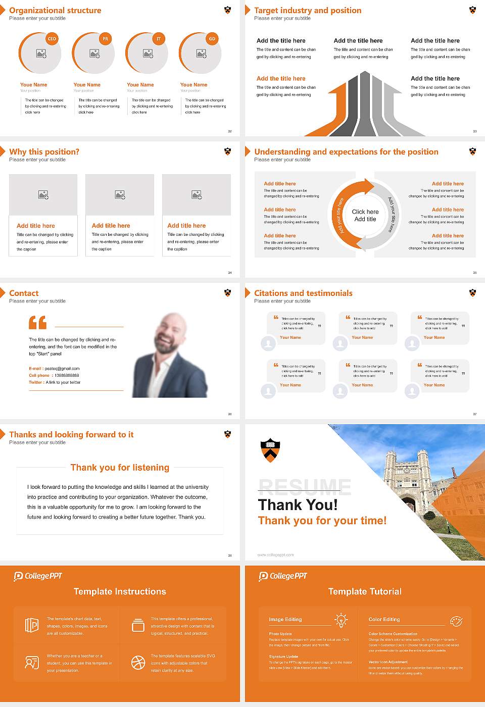 Princeton University Resume PPT Template16:9 ratio PPT effect preview image4