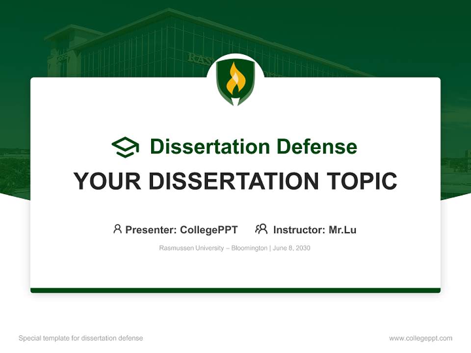 Rasmussen University – Bloomington Graduation Thesis Defense PPT Template4:3 ratio PPT effect preview image7