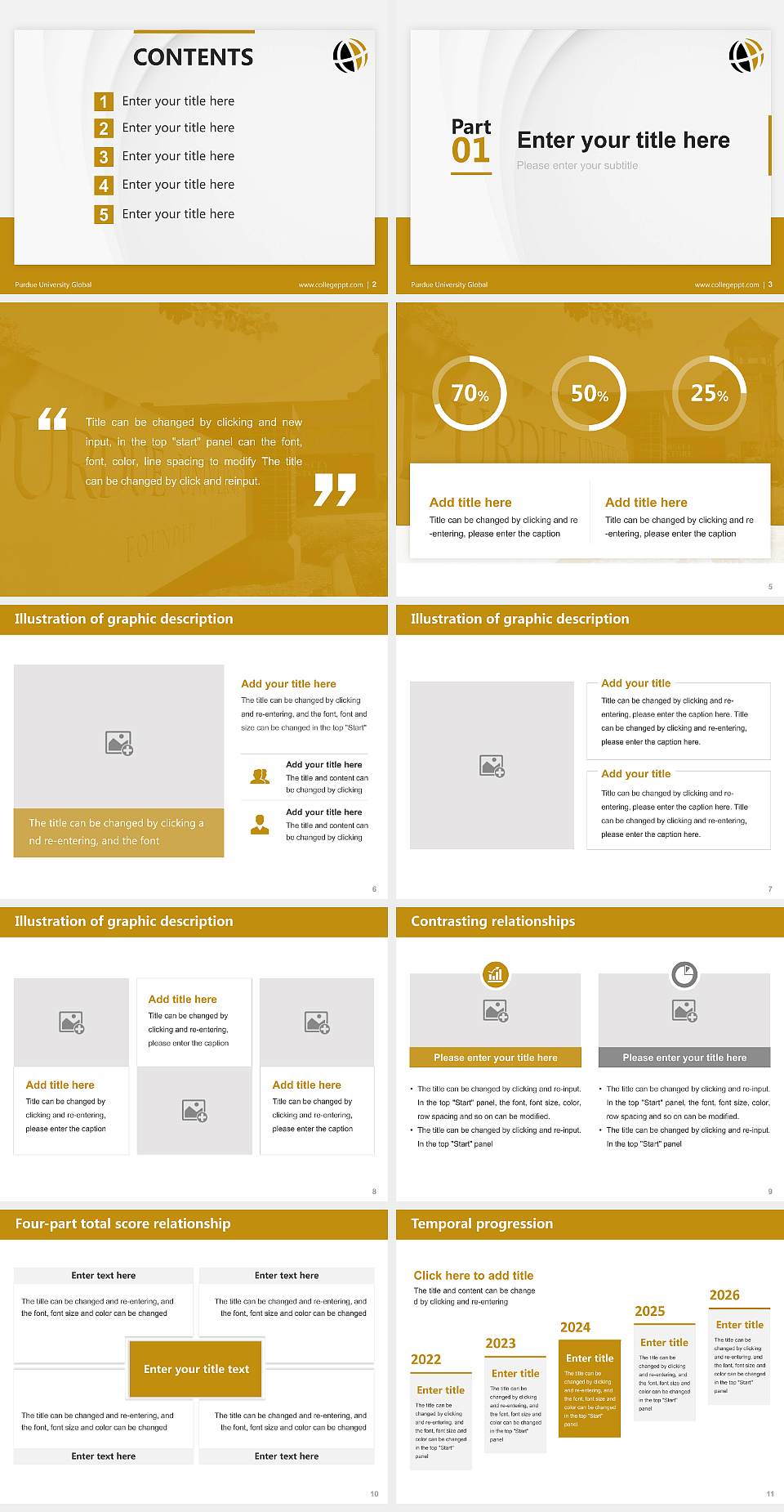 Purdue University Global Thesis Proposal/Graduation Defense PPT Template4:3 ratio PPT effect preview image2