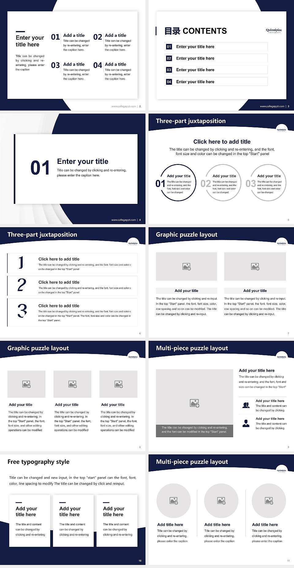 Quinnipiac University Academic Presentation/Research Findings Report PPT Template4:3 ratio PPT effect preview image2