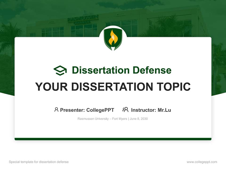 Rasmussen University – Fort Myers Graduation Thesis Defense PPT Template4:3 ratio PPT effect preview image7