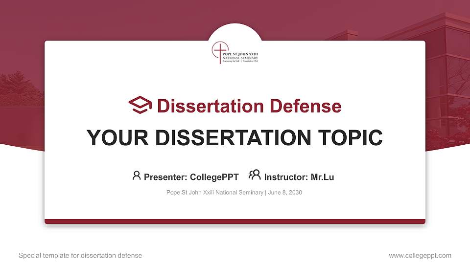 Pope St John Xxiii National Seminary Graduation Thesis Defense PPT Template16:9 ratio PPT effect preview image