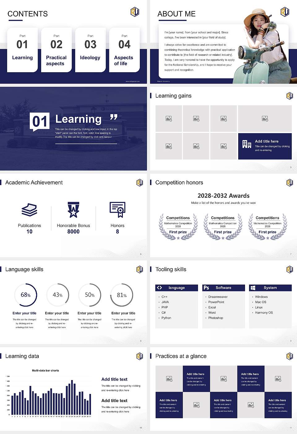 Randall University National Scholarship Defense PPT Template16:9 ratio PPT effect preview image2