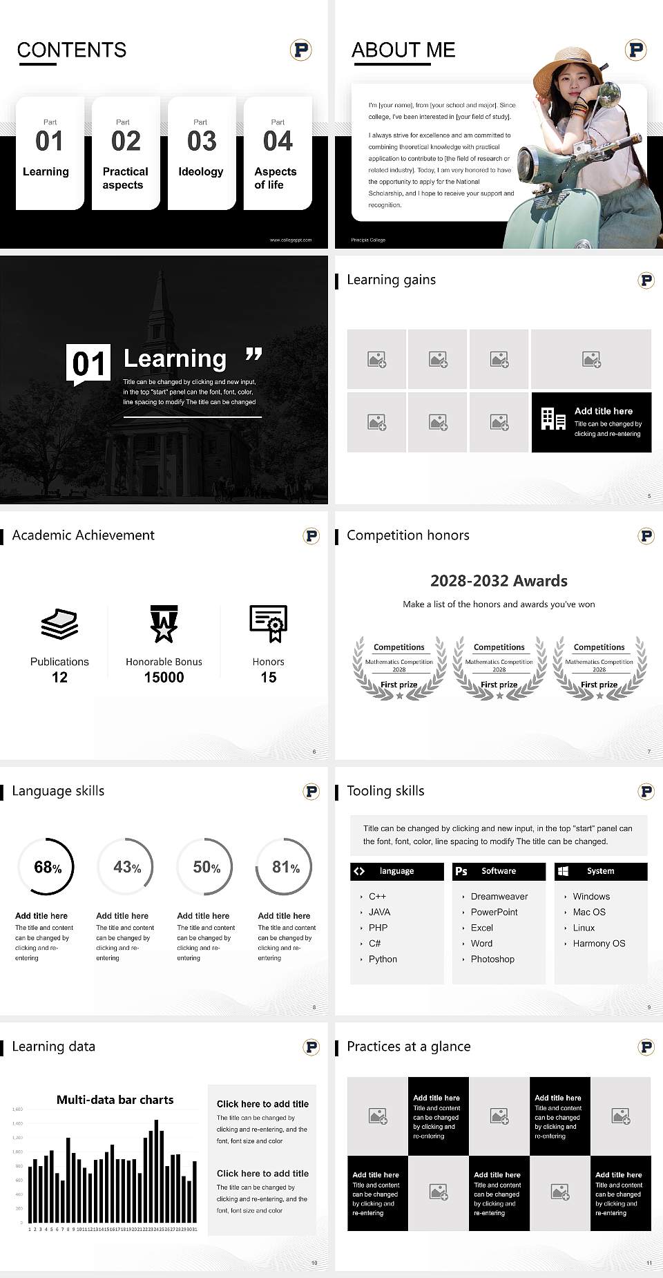 Principia College National Scholarship Defense PPT Template4:3 ratio PPT effect preview image2