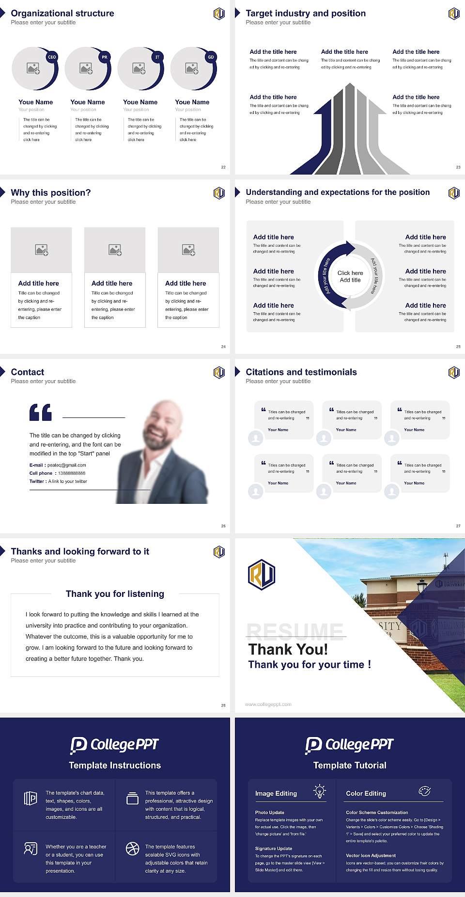 Randall University Resume PPT Template4:3 ratio PPT effect preview image4