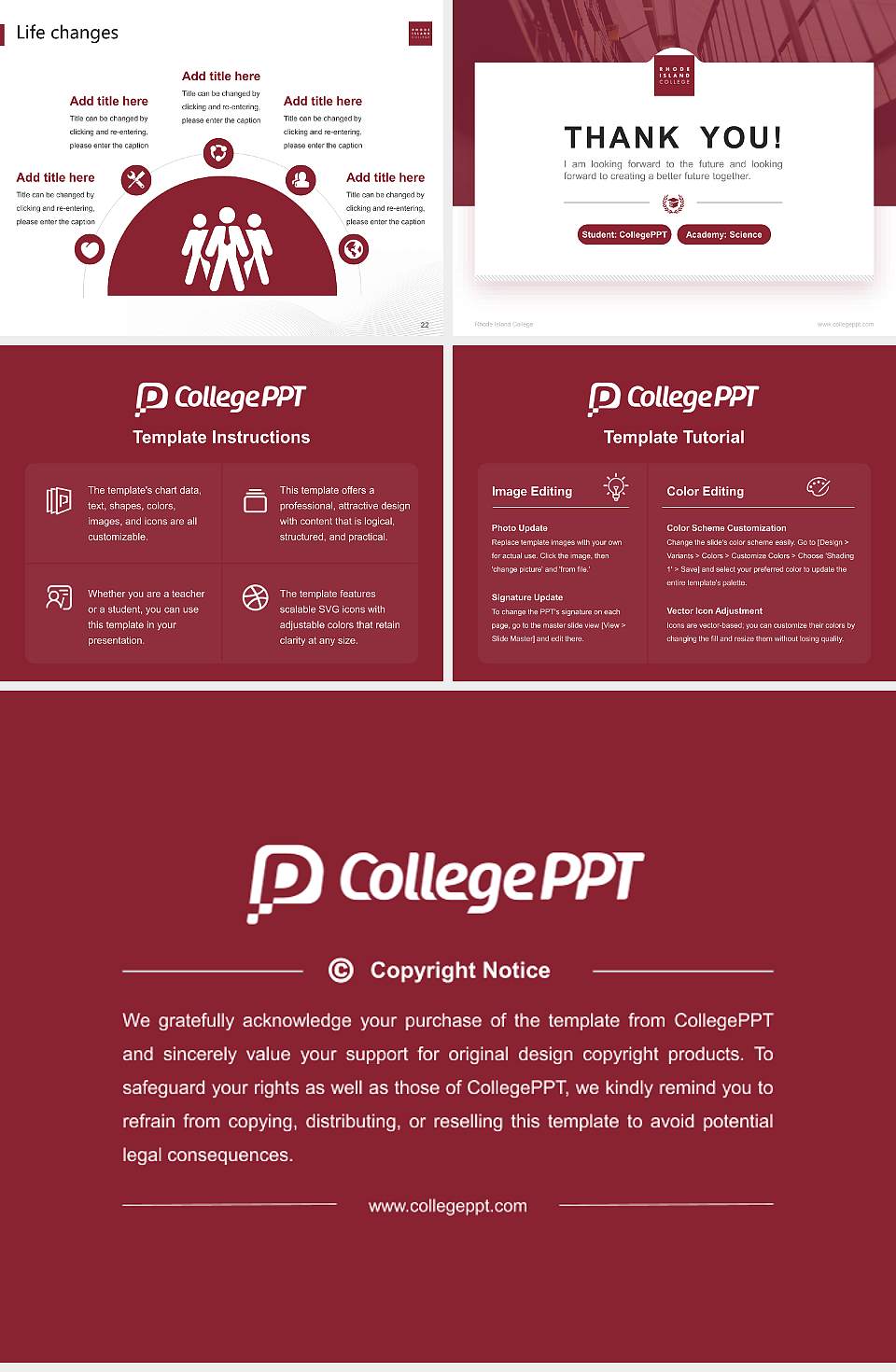 Rhode Island College National Scholarship Defense PPT Template4:3 ratio PPT effect preview image4