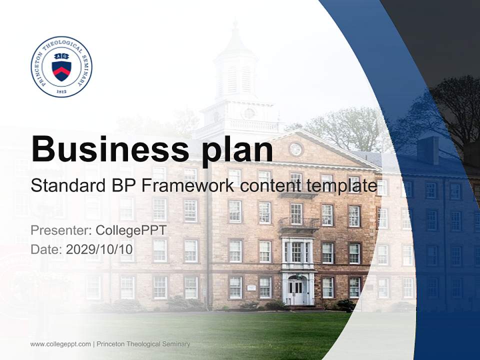 Princeton Theological Seminary Competition/Entrepreneurship Contest PPT Template4:3 ratio PPT effect preview image9