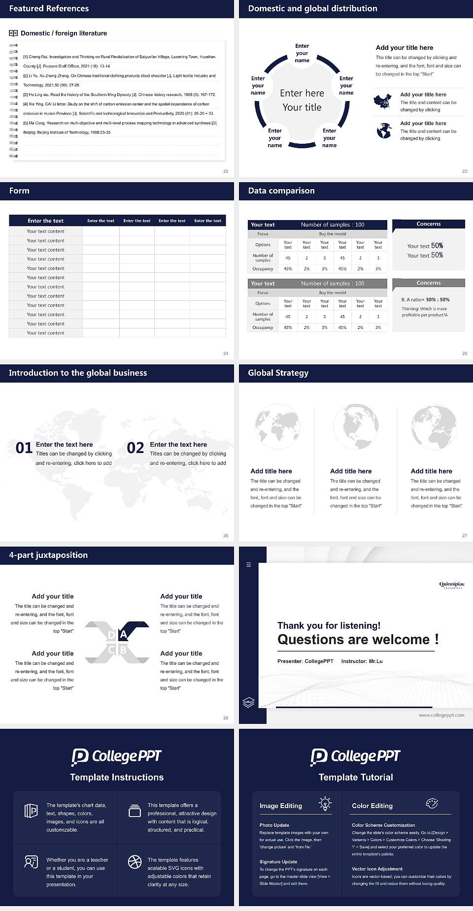 Quinnipiac University Thesis Proposal/Graduation Defense PPT Template4:3 ratio PPT effect preview image4