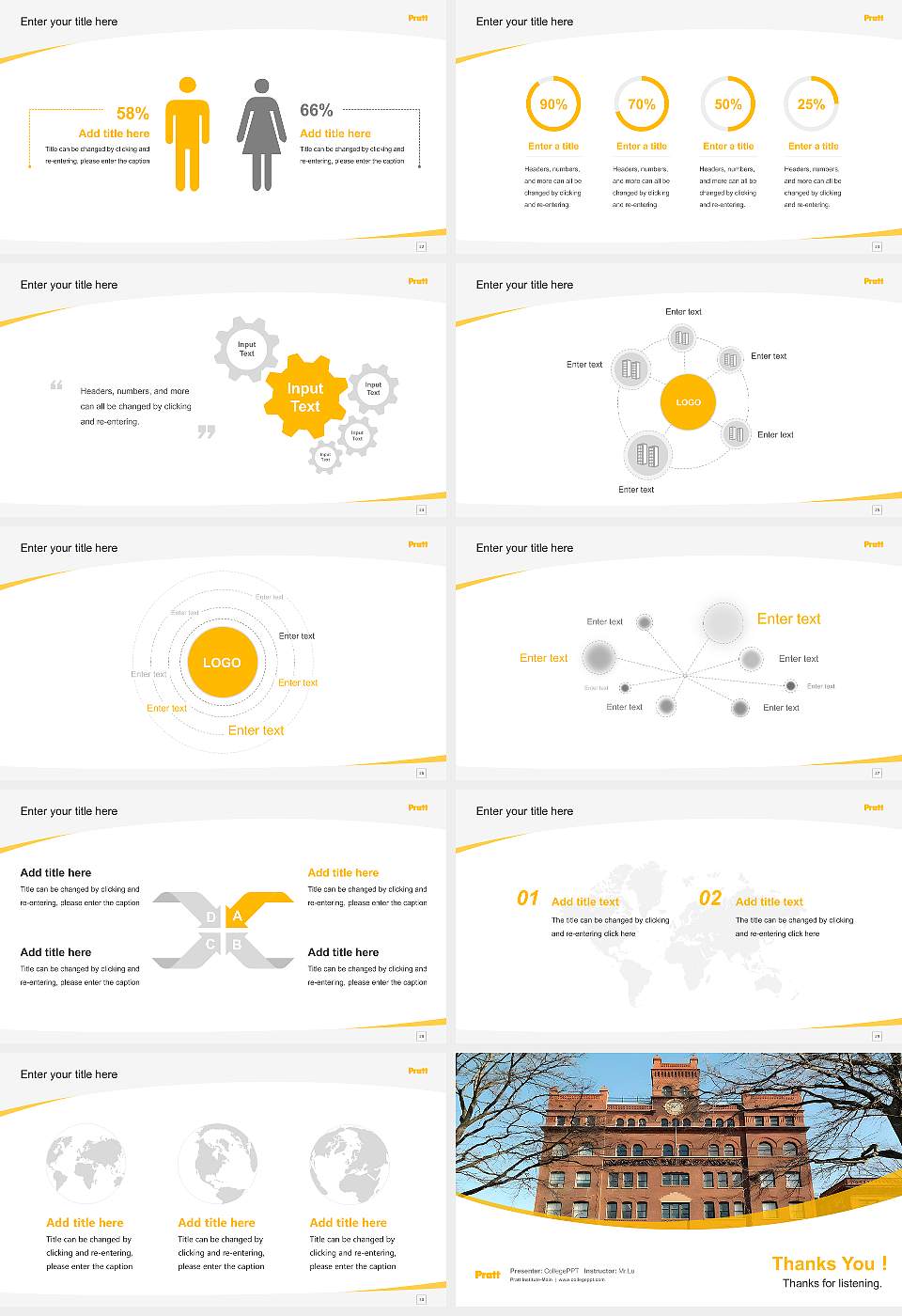 Pratt Institute-Main Course/Courseware Creation PPT Template16:9 ratio PPT effect preview image4