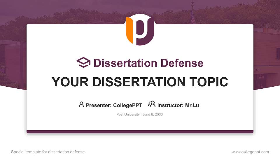 Post University Graduation Thesis Defense PPT Template16:9 ratio PPT effect preview image
