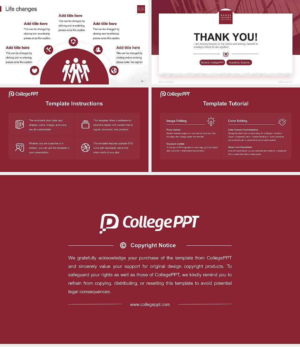 Rhode Island College National Scholarship Defense PPT Template16:9 ratio PPT effect preview image4