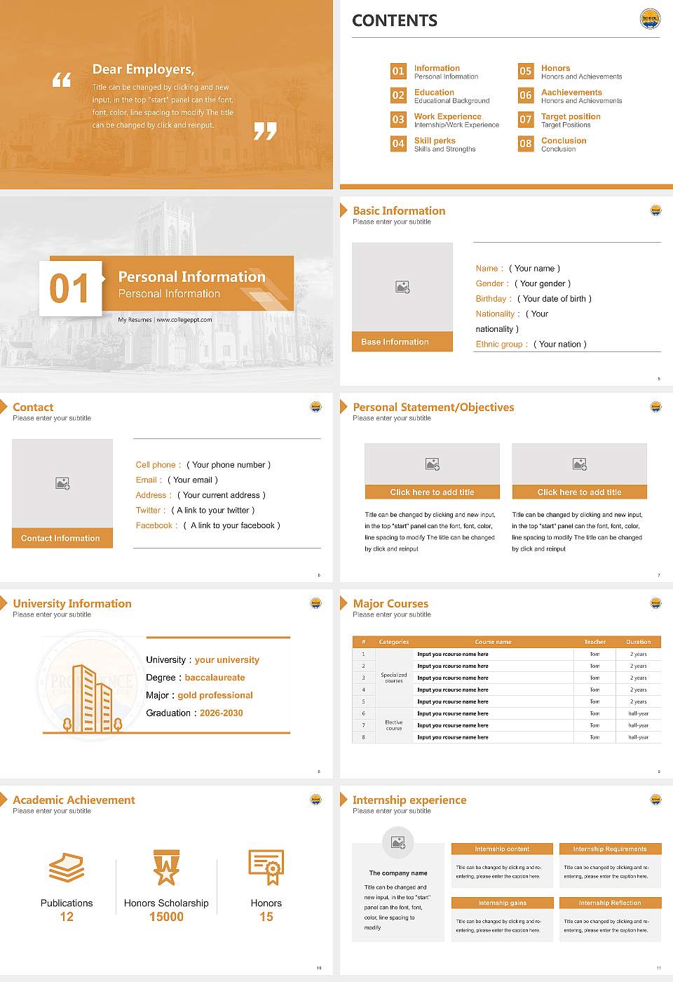 Providence Christian College Resume PPT Template16:9 ratio PPT effect preview image2