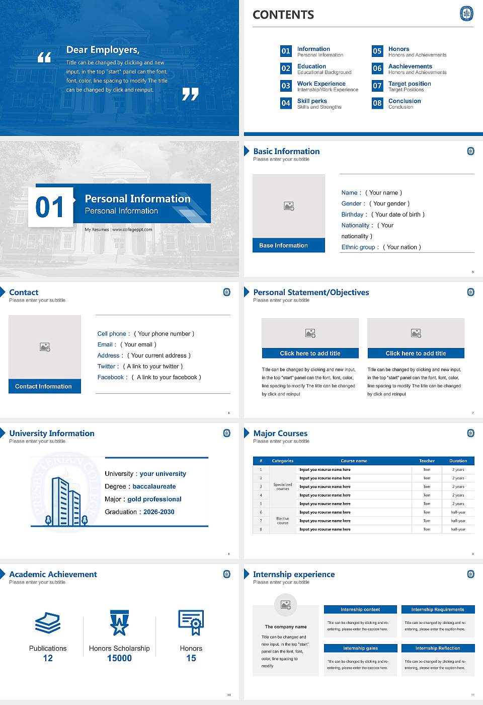 Presbyterian College Resume PPT Template16:9 ratio PPT effect preview image2