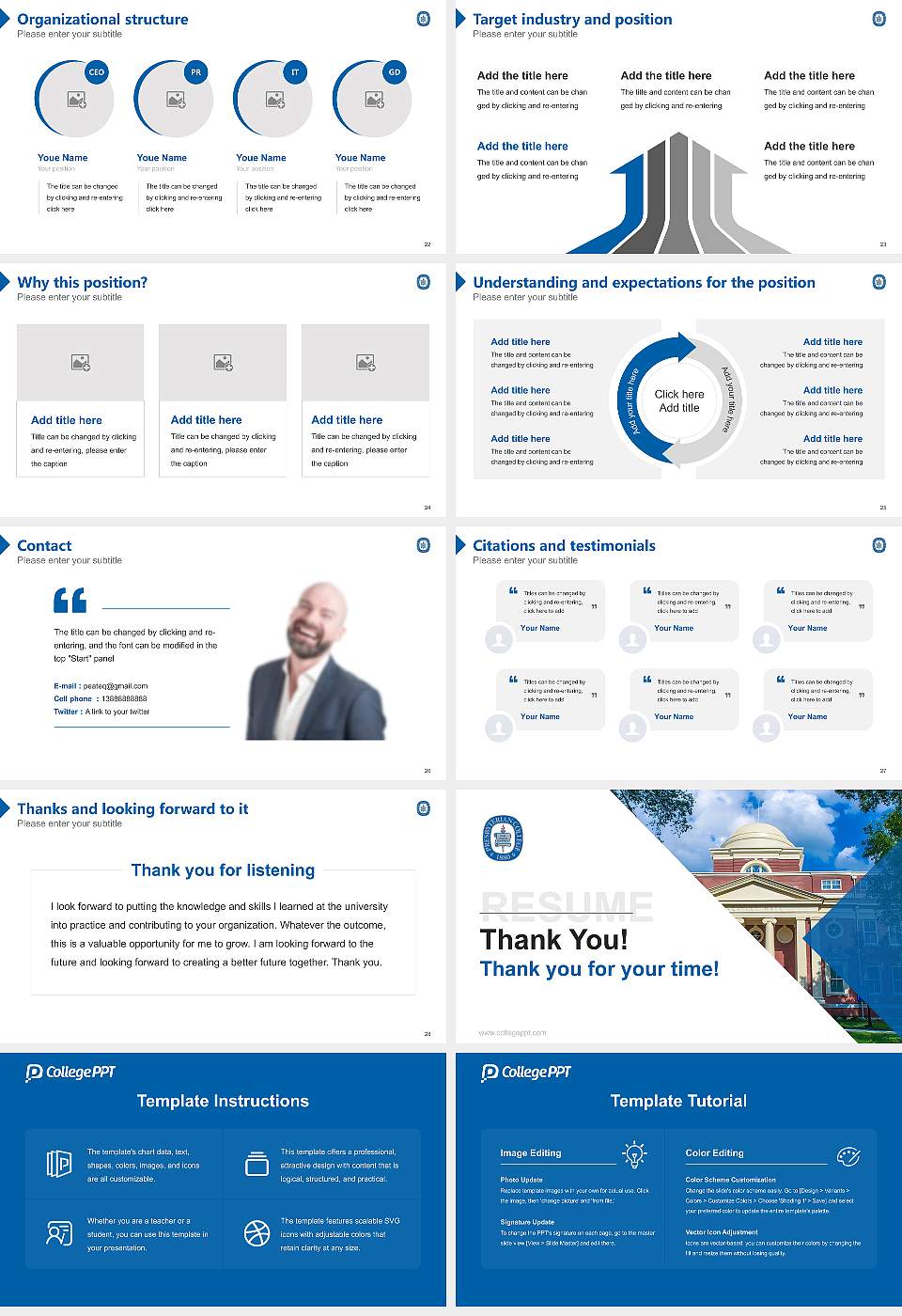 Presbyterian College Resume PPT Template16:9 ratio PPT effect preview image4