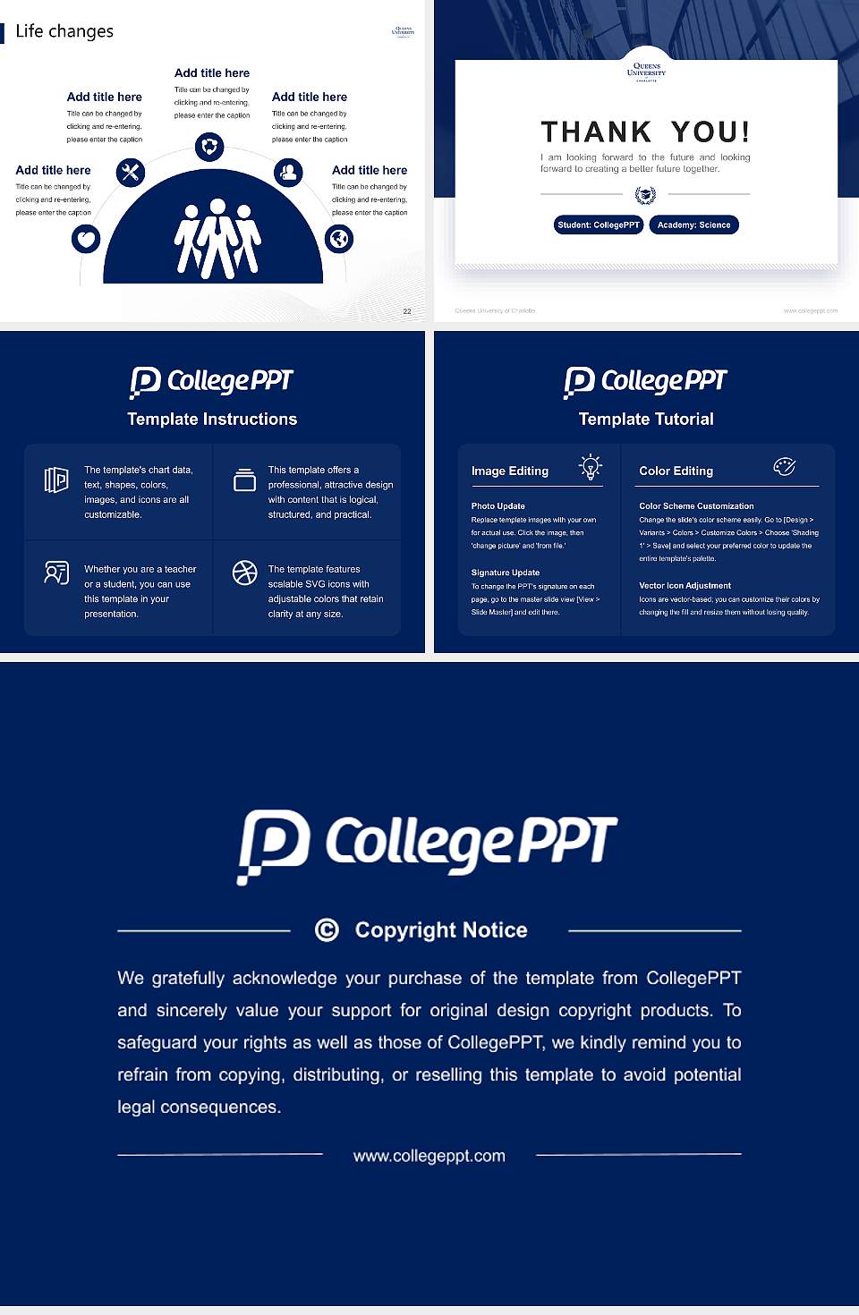 Queens University of Charlotte National Scholarship Defense PPT Template4:3 ratio PPT effect preview image4