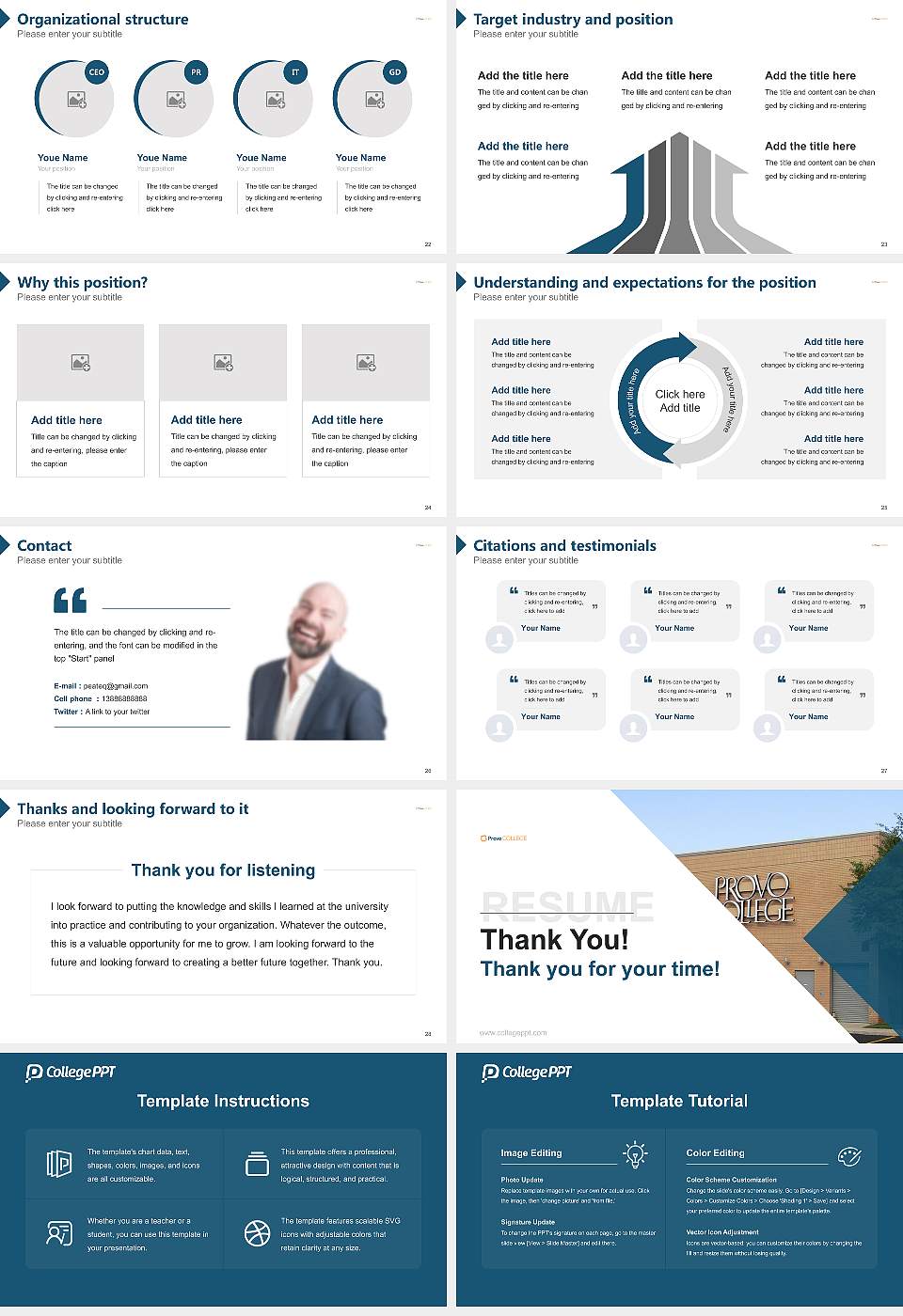 Provo College-Idaho Falls Campus Resume PPT Template16:9 ratio PPT effect preview image4