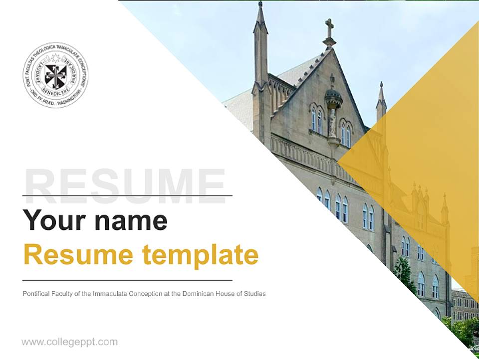 Pontifical Faculty of the Immaculate Conception at the Dominican House of Studies Resume PPT Template4:3 ratio PPT effect preview image5