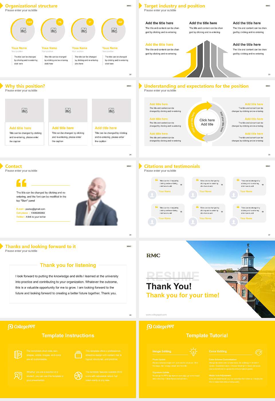 Randolph-Macon College Resume PPT Template16:9 ratio PPT effect preview image4