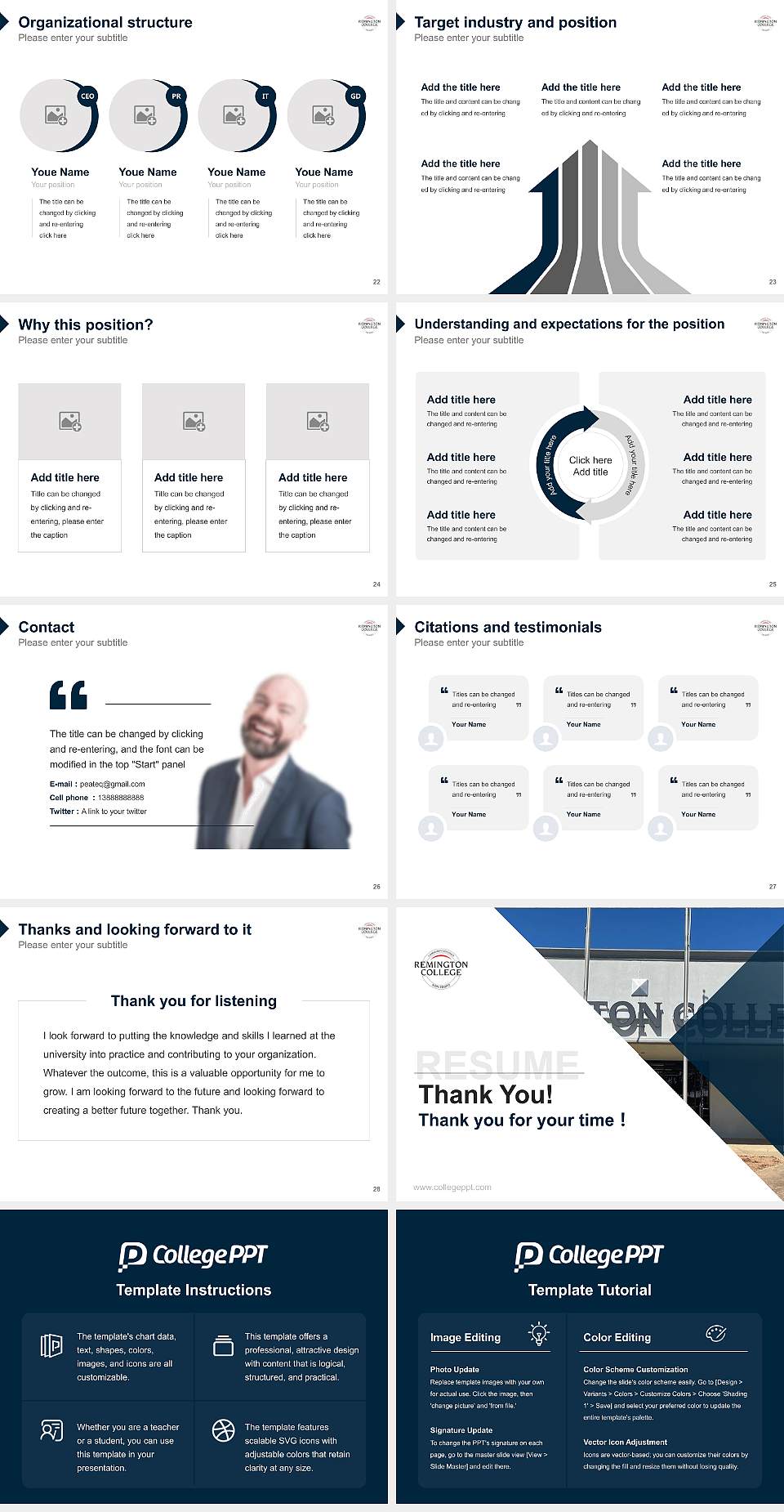 Remington College Fort Worth Campus Resume PPT Template4:3 ratio PPT effect preview image4
