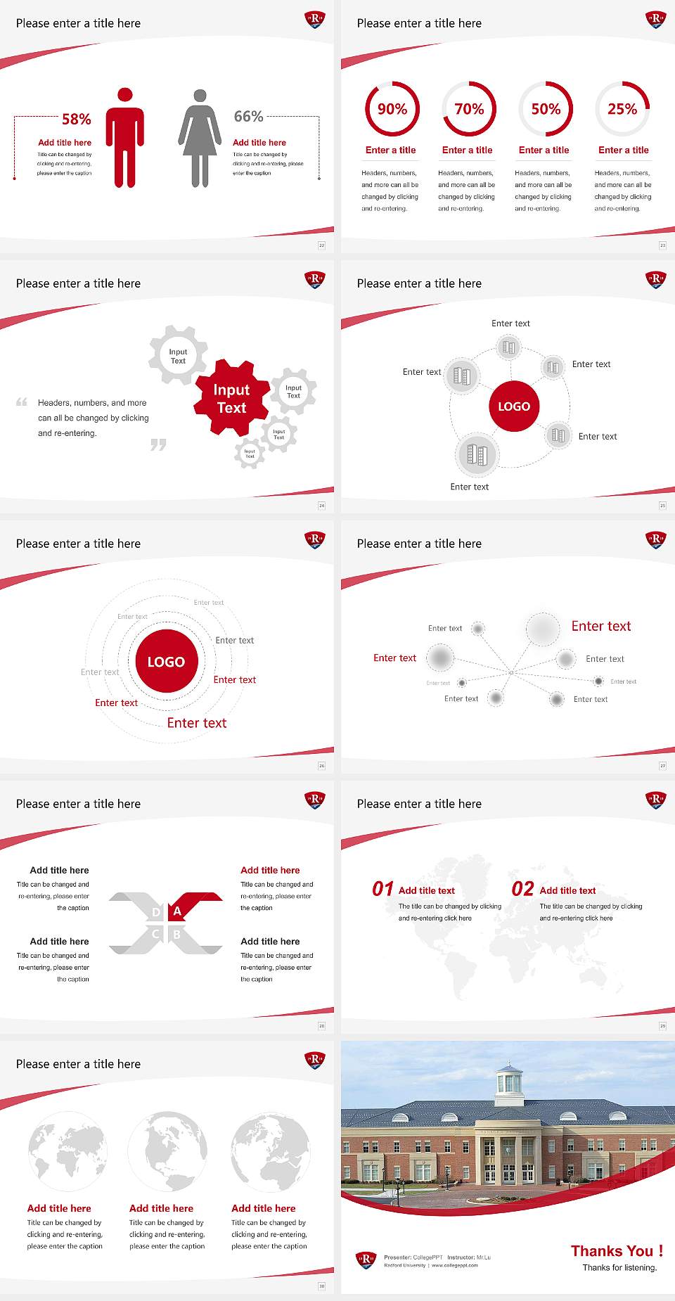 Radford University Course/Courseware Creation PPT Template4:3 ratio PPT effect preview image4