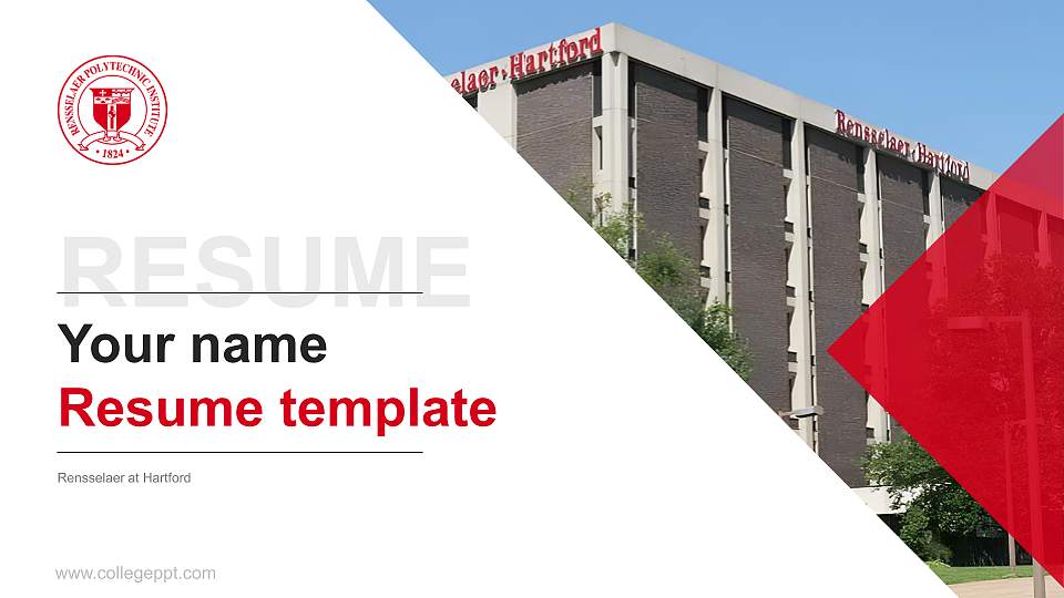 Rensselaer at Hartford Resume PPT Template16:9 ratio PPT effect preview image
