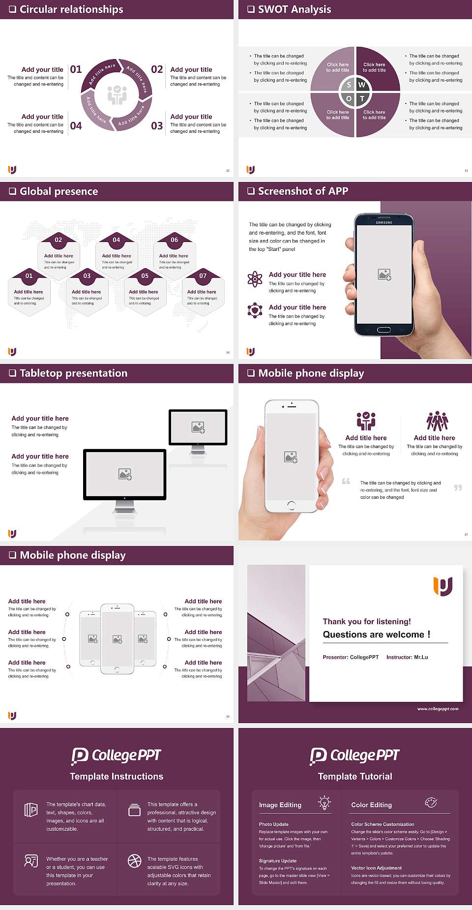 Post University General Purpose PPT Template4:3 ratio PPT effect preview image5