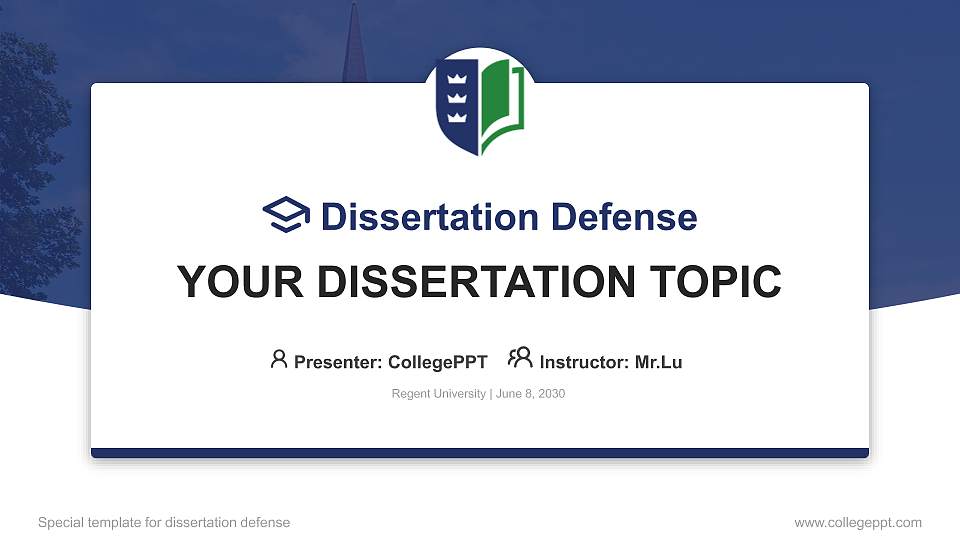 Regent University Graduation Thesis Defense PPT Template16:9 ratio PPT effect preview image