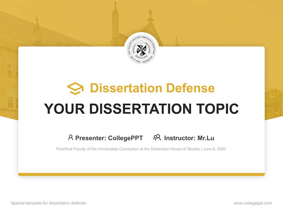 Pontifical Faculty of the Immaculate Conception at the Dominican House of Studies Graduation Thesis Defense PPT Template4:3 ratio PPT effect preview image7