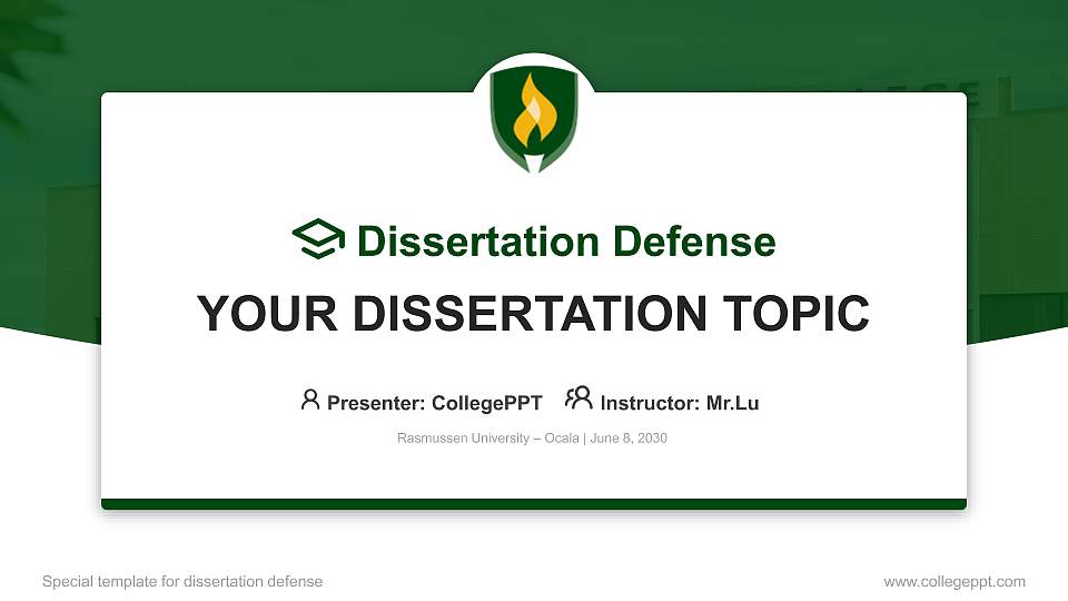 Rasmussen University – Ocala Graduation Thesis Defense PPT Template16:9 ratio PPT effect preview image