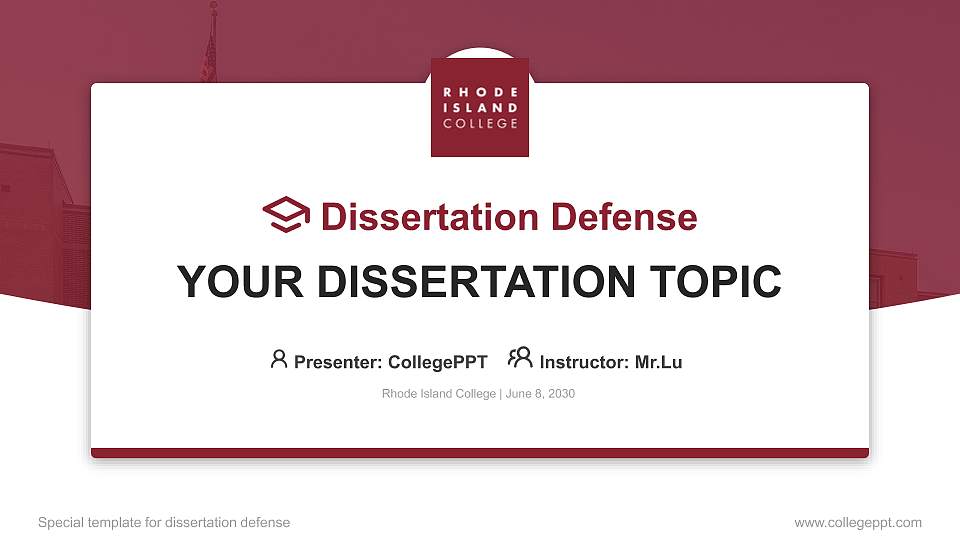 Rhode Island College Graduation Thesis Defense PPT Template16:9 ratio PPT effect preview image