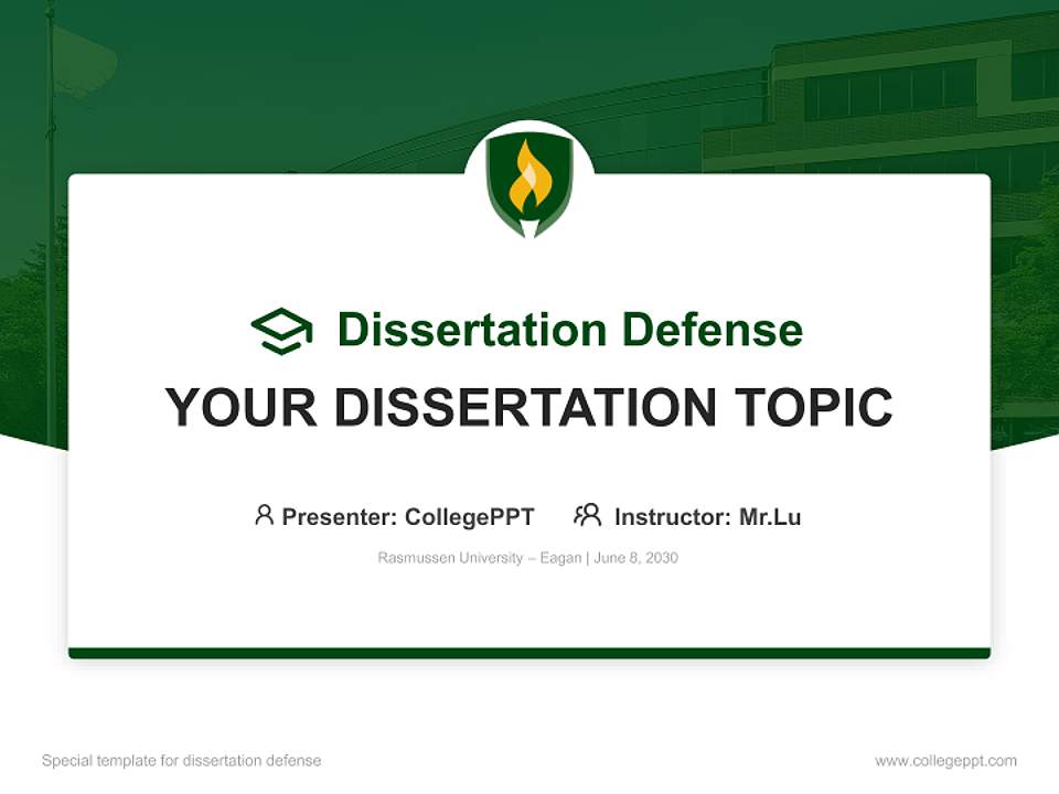 Rasmussen University – Eagan Graduation Thesis Defense PPT Template4:3 ratio PPT effect preview image7