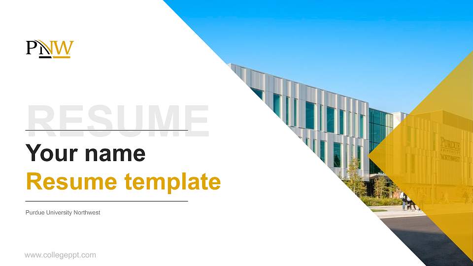 Purdue University Northwest Resume PPT Template16:9 ratio PPT effect preview image