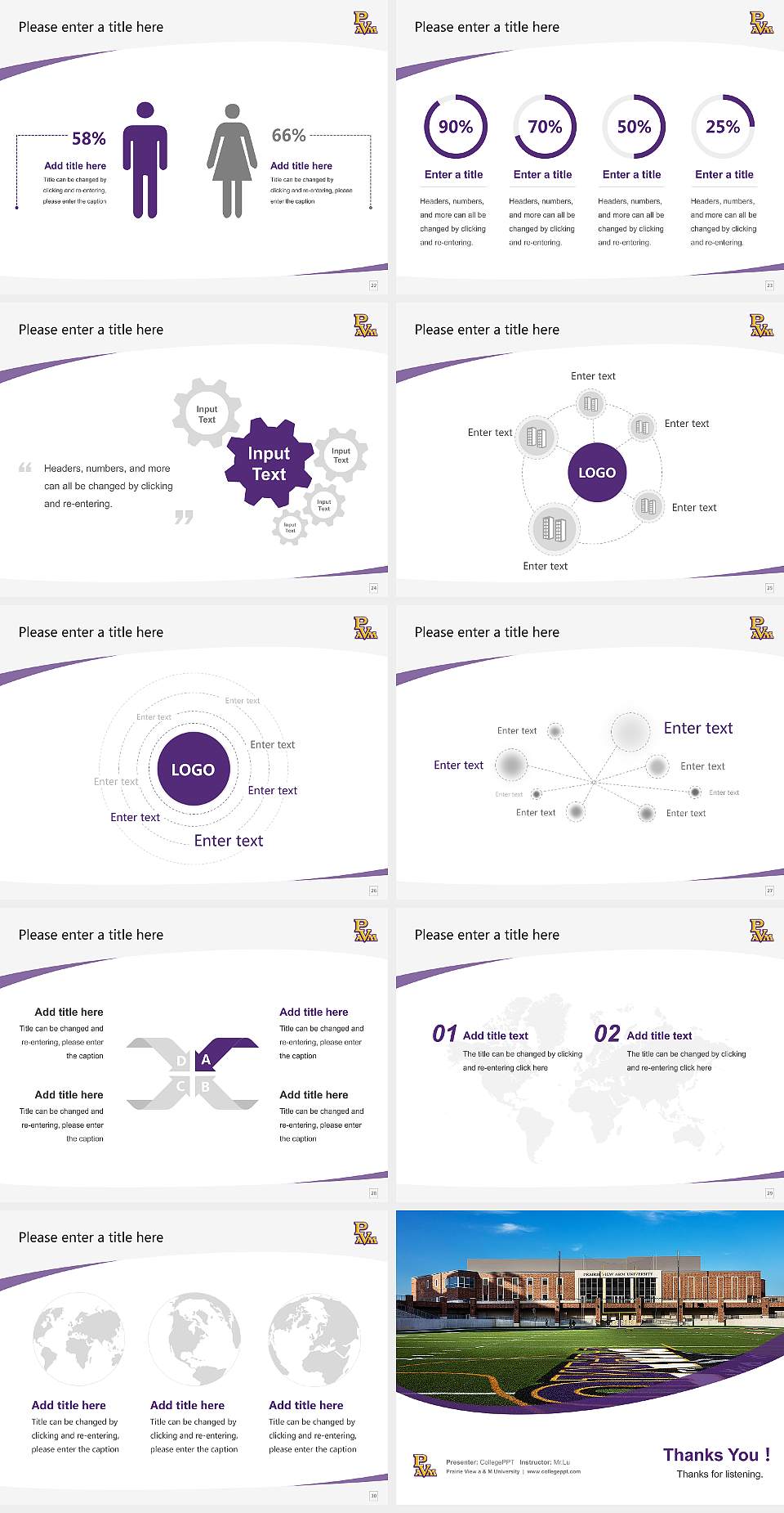 Prairie View a & M University Course/Courseware Creation PPT Template4:3 ratio PPT effect preview image4