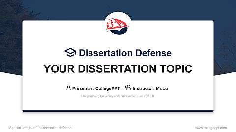 Shippensburg University of Pennsylvania Graduation Thesis Defense PPT Template