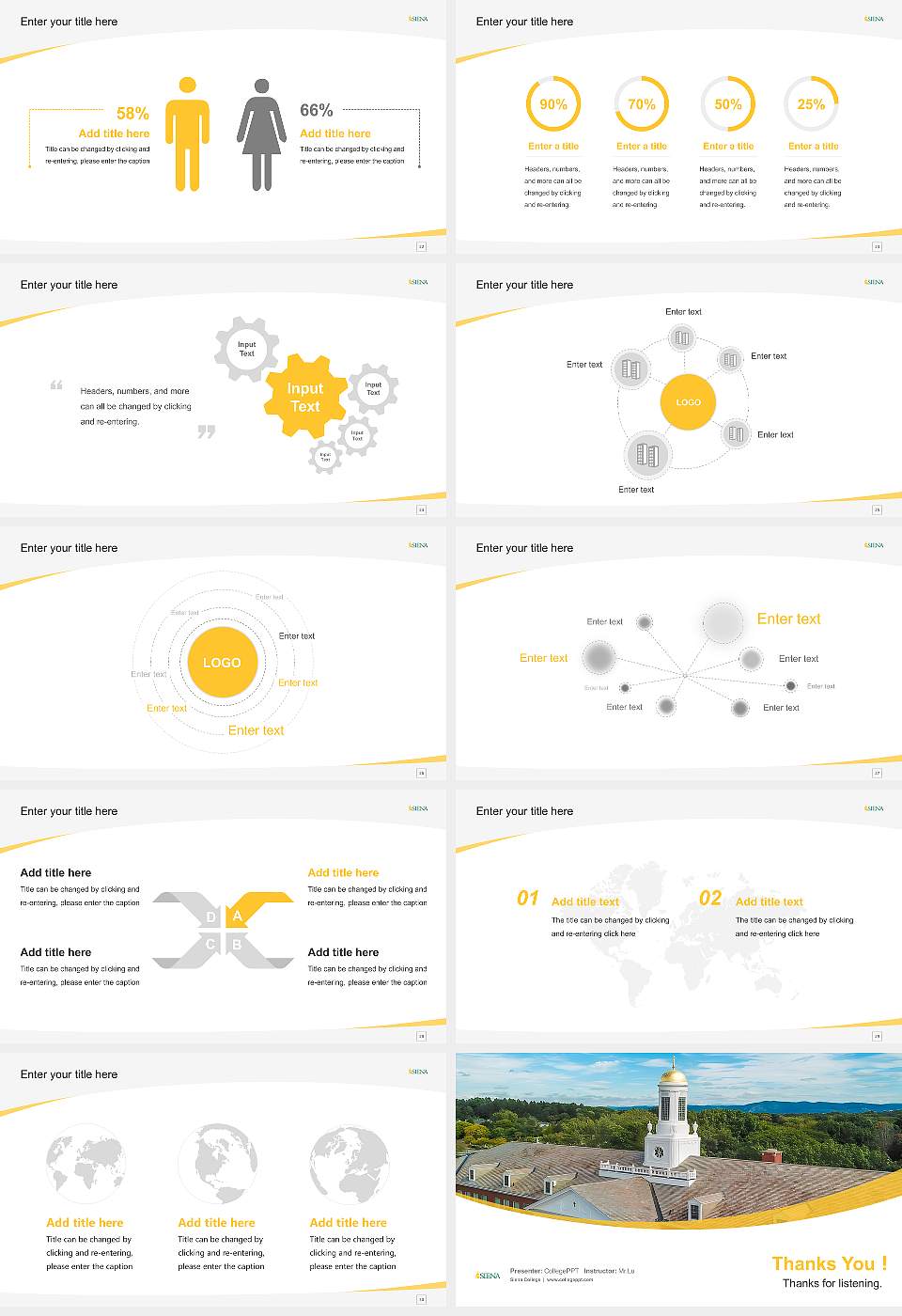 Siena College Course/Courseware Creation PPT Template16:9 ratio PPT effect preview image4