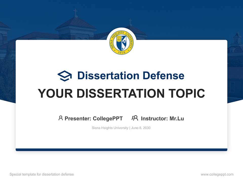 Siena Heights University Graduation Thesis Defense PPT Template4:3 ratio PPT effect preview image7