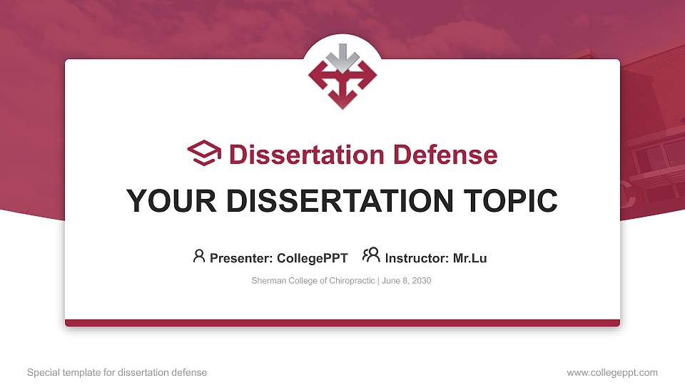 Sherman College of Chiropractic Graduation Thesis Defense PPT Template16:9 ratio PPT effect preview image