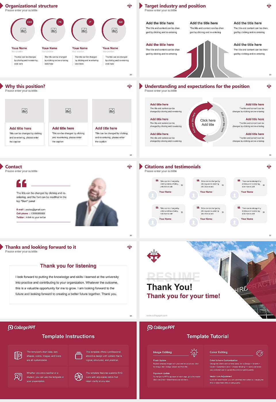 Sherman College of Chiropractic Resume PPT Template16:9 ratio PPT effect preview image4
