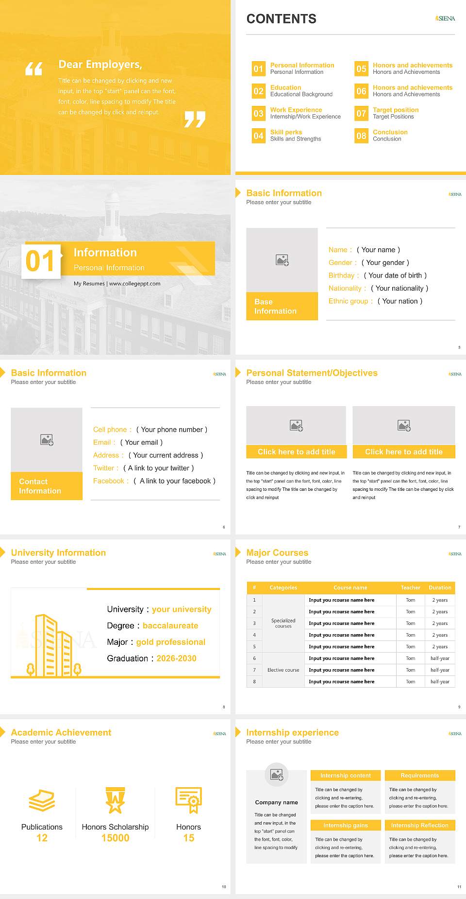 Siena College Resume PPT Template4:3 ratio PPT effect preview image2