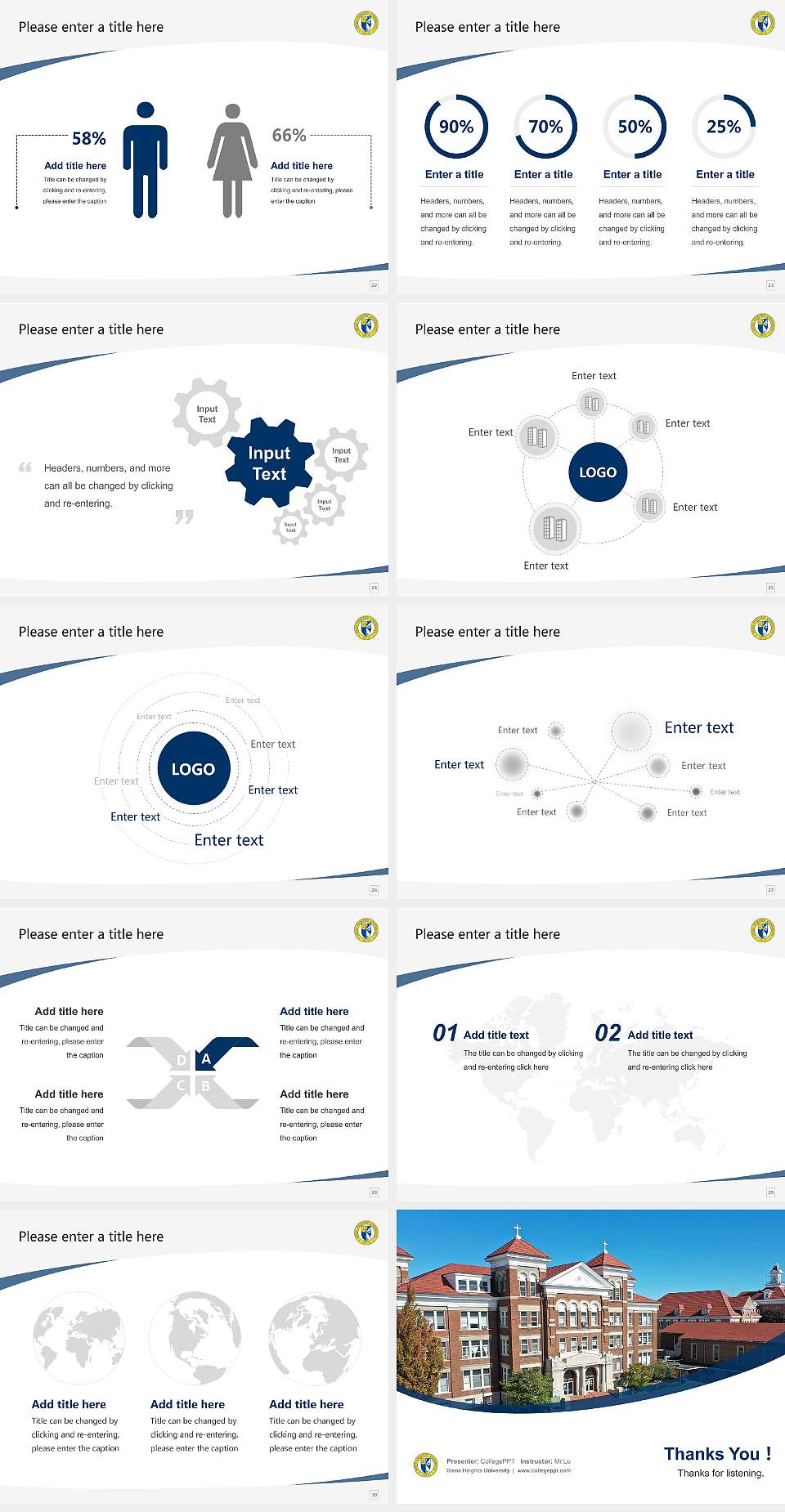 Siena Heights University Course/Courseware Creation PPT Template4:3 ratio PPT effect preview image4