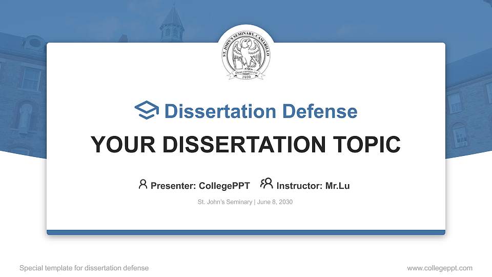 St. John’s Seminary Graduation Thesis Defense PPT Template16:9 ratio PPT effect preview image
